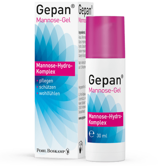 Verpackung und Produkt Gepan® Mannose-Gel von Pohl-Boskamp | Pflegen, Schützen, Wohlfühlen 