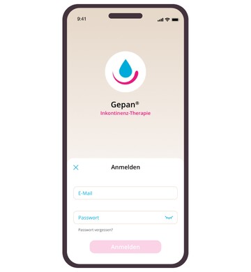 Login App-Screen der Gepan® Inkontinenz-Therapie