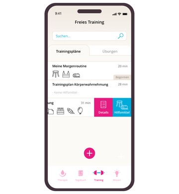 App-Screen der Gepan® Inkontinenz-Therapie mit Trainingsübersicht